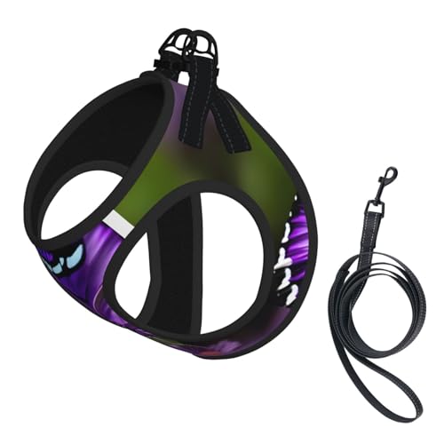 Sommergeschirr mit Leine, verstellbar, reflektierend, Schmetterlingsmotiv, Violett Sommergeschirr mit Leine, verstellbar, reflektierend, Schmetterlingsmotiv, Violett von JIUTY