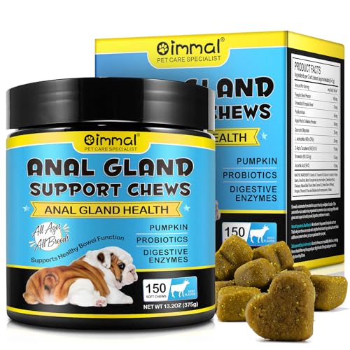 Analdrüsen Unterstützung für Hunde, 150 PCS Analdrüse Ergänzung Kausnacks mit Kürbis Püree Faser, Verdauungsenzyme & Probiotika, Unterstützung der gesunden Analdrüse & Darm-Funktion von JIUYUANCHUNJJ