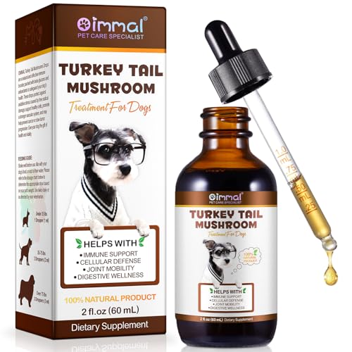 Truthahnschwanzpilz für Hunde, Critical Immune Defense für Hunde, Truthahnschwanzpilz Flüssigextrakt für Immun & Verdauung Tropfen, reich an Beta Glucan, mit 5X Pilzen, Kurkuma & Probiotika von JIUYUANCHUNJJ