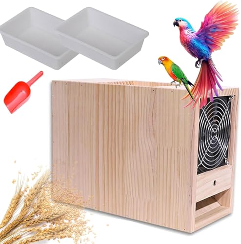 Getreideschalenabscheider, Hölzerner Vogelfutter-Geblasener Schalenspalter Mit Einstellbarer Geschwindigkeit, Elektrische Getreideblasmaschine Für Papageienfutter(B) von JIYIHENKEAI