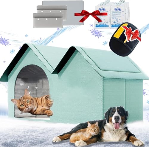 Katzenhaus mit Klimaanlage, faltbares, klimatisiertes Katzenhaus für draußen, Kühlhaus für Haustiere mit abnehmbarer Unterlage und 10 Kühlakkus, wetterfestes AC-Haus für Haustiere mit Klimaanlage für Katzenhaus mit Klimaanlage, faltbares, klimatisiertes Katzenhaus für draußen, Kühlhaus für Haustiere mit abnehmbarer Unterlage und 10 Kühlakkus, wetterfestes AC-Haus für Haustiere mit Klimaanlage für von JIYIHENKEAI