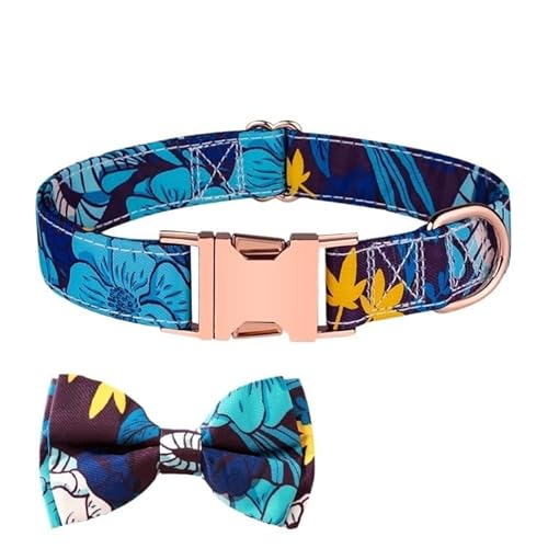 Verstellbare Haustierfliege und Hundehalsband für kleine, mittelgroße und große Hunde, Welpenhalsband mit Fliege, süße Damenschleife und Hundehalsbänder – angenehme, weiche Baumwolle(Blue,M) von JIYIHENKEAI
