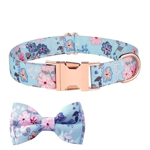 Verstellbare Haustierfliege und Hundehalsband für kleine, mittelgroße und große Hunde, Welpenhalsband mit Fliege, süße Damenschleife und Hundehalsbänder – angenehme, weiche Baumwolle(Blue1,M) von JIYIHENKEAI