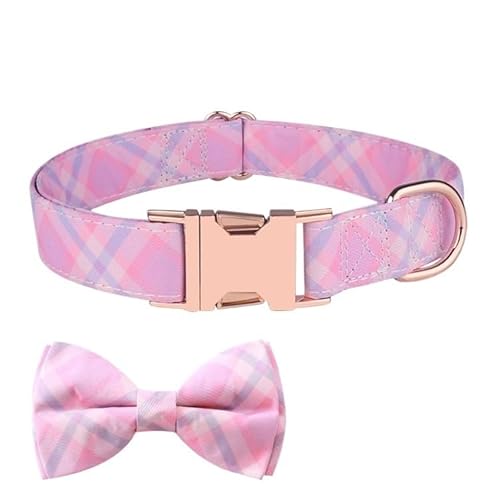 Verstellbare Haustierfliege und Hundehalsband für kleine, mittelgroße und große Hunde, Welpenhalsband mit Fliege, süße Damenschleife und Hundehalsbänder – angenehme, weiche Baumwolle(Pink,M) von JIYIHENKEAI