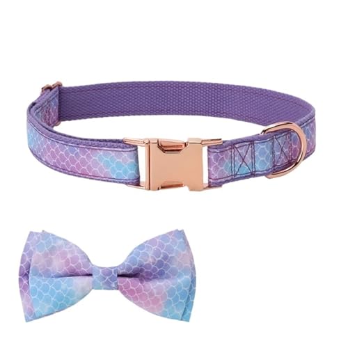 Verstellbare Haustierfliege und Hundehalsband für kleine, mittelgroße und große Hunde, Welpenhalsband mit Fliege, süße Damenschleife und Hundehalsbänder – angenehme, weiche Baumwolle(Purple,M) von JIYIHENKEAI