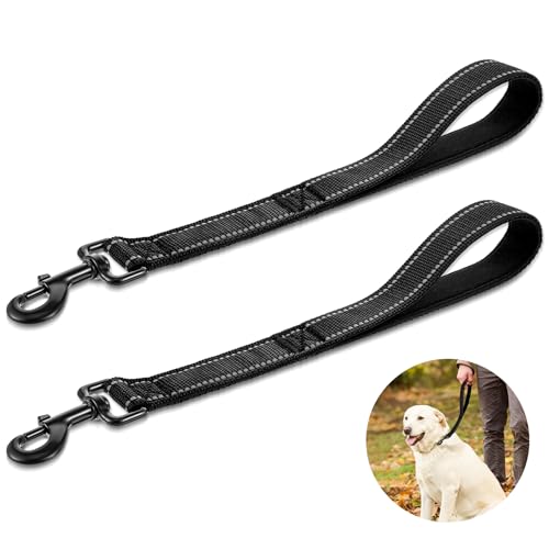 JIYIN 2 Stück Hundeleine Kurz, 36cm Hausleine für Hunde, Kurzführer Hund mit Gepolstertem Griff, Reflektierend Nylon Hundeleine für Große Mittlere und Kleine Hunde, von JIYIN