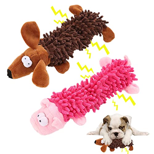 JIYISHIHOU Plüsch Quietschendes Hundespielzeug,2 Stück Hund Quietschende Kauen Spielzeug Keine Füllung Hund Spielzeug Plüsch Tier Hundespielzeug für Kleine Medium Hund von JIYISHIHOU