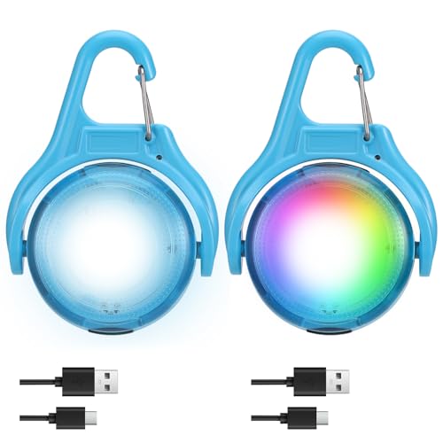 JIZZU 2 Stück LED Blinklicht Schulranzen, Hund Leuchtanhänger Aufladbar 4 Modi, LED Reflektoren Kinder Sicherheitslicht für Rucksack Joggen Laufen Haustier (Blau) von JIZZU