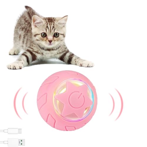JIZZU Elektrisch Katzenball, Rollball Interaktives Katzenspielzeug mit LED Licht, 4 Stück Katze Spielzeug, Intelligenter Katzenball 360° Selbstdrehender, Spielzeug Spiralfedern, Rosa JIZZU Elektrisch Katzenball, Rollball Interaktives Katzenspielzeug mit LED Licht, 4 Stück Katze Spielzeug, Intelligenter Katzenball 360° Selbstdrehender, Spielzeug Spiralfedern, Rosa von JIZZU