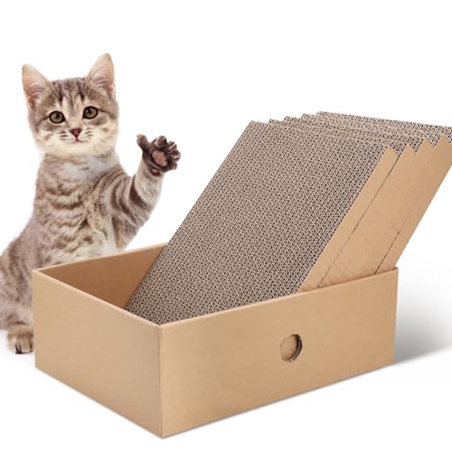 JIZZU Kratzbrett für Katzen, 5 Stück Kratzmatte Kratzschutz 32.7x24x11.6cm, Katzenkratzbox, Kratzer Mit Minze Geschmack, Doppelseitige Kratzpappe JIZZU Kratzbrett für Katzen, 5 Stück Kratzmatte Kratzschutz 32.7x24x11.6cm, Katzenkratzbox, Kratzer Mit Minze Geschmack, Doppelseitige Kratzpappe von JIZZU