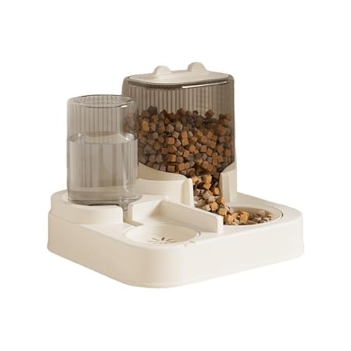 Automatischer Futterspender und Wasserspender für Haustiere mit Wassernapf und Siphon, Wasser-Nachfüllsystem, breite Öffnung, Futterschütte für Katzen und Hunde, Weiß Automatischer Futterspender und Wasserspender für Haustiere mit Wassernapf und Siphon, Wasser-Nachfüllsystem, breite Öffnung, Futterschütte für Katzen und Hunde, Weiß von JJIAGOLD