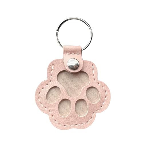 JJIAGOLD Schlüsselanhänger aus Kunstleder mit Pfotenabdruck, für Hunde/Katzen, Andenken, Tierhaare, mit Druckknopf, Schlüsselanhänger (Rosa) von JJIAGOLD