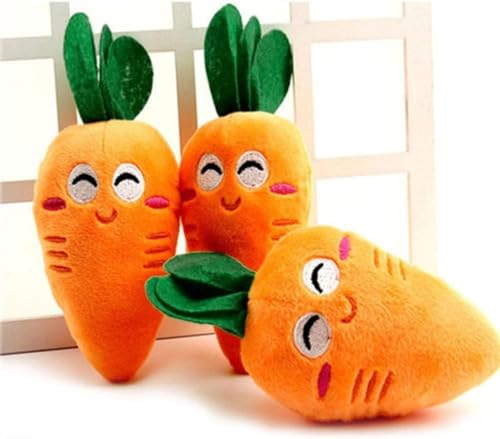 JJLFresheners 1 x orangefarbenes Karotten-Hundespielzeug, niedliches Karotten-Plüsch-Kauspielzeug mit Quietschgeräuschen, Haustier-Welpenzubehör mit Multiquietsch-Quietschern, Karotten-Hundespielzeug von JJLFresheners