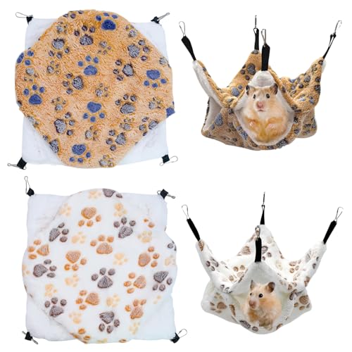 JJQHYC Kleine Haustier-Hängematte für Ratten, doppellagig, hängendes Bett, Rattenkäfig-Zubehör, gemütliches Schlafversteck für Meerschweinchen, Hamster, Chinchilla, Frettchen (Braun und Weiß), 2 Stück JJQHYC Kleine Haustier-Hängematte für Ratten, doppellagig, hängendes Bett, Rattenkäfig-Zubehör, gemütliches Schlafversteck für Meerschweinchen, Hamster, Chinchilla, Frettchen (Braun und Weiß), 2 Stück von JJQHYC