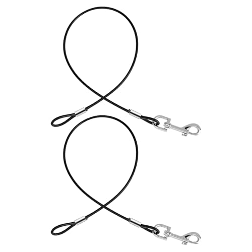 JJUNW 2 Stück Hausleine für Hunde, Hundeleine Chew Proof, Bissfeste Hundeleine Verlängerungsseil, Hundekette für Welpen Kleine Mittelgroße Große Hunde Joggen und Spazierengehen (67cm, Schwarz) von JJUNW