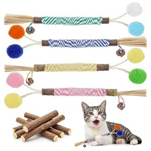 JJUNW 4 Stück Katzenminze Sticks, Matatabi Stick Katze Natürlich Katzensticks Kausticks Katzenspielzeug, Katzen Kauhölzer Sticks für Katze Zu Spielen Kaue Stress abbauen Zahnpflege JJUNW 4 Stück Katzenminze Sticks, Matatabi Stick Katze Natürlich Katzensticks Kausticks Katzenspielzeug, Katzen Kauhölzer Sticks für Katze Zu Spielen Kaue Stress abbauen Zahnpflege von JJUNW