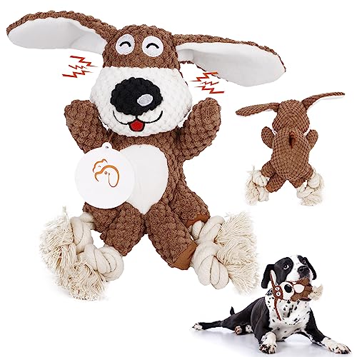JJW Plüsch-Hundespielzeug interaktiv, gefüllter Hund, Hundespielzeug gegen Langeweile, Kauspielzeug, niedliches Hundespielzeug für Welpen, Mit Leaky-Food-Funktion. (braun) (1 Pc) von JJW