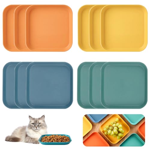 JJZGPP12 Stück Futternapf Katze Flach,Fressnäpfe für Katzen,Katzenschüssel Flach,Katzenteller,Bunt Katzenfutter Napfset für Trockenfutter und Nassfutter von JJZGPP