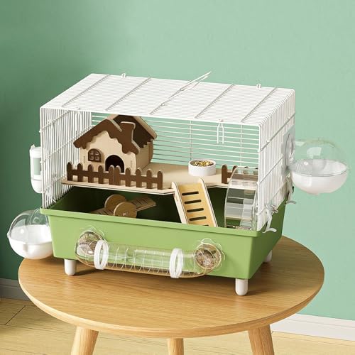 10-in-1 Hamsterkäfig, mit Plattformen, Laufrad, Versteck, Wasserflasche, 2 Badewanne, Wippe, Futternapf, Rohrsystem, kaufester Mauskäfig für Kleintiere, 47 x 32,5 x 30 cm von JJunLiM