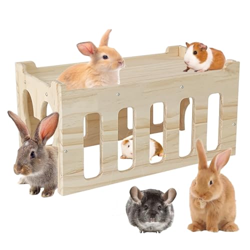 Großes Hasenhaus, dickes Kaninchenversteck aus Holz, abnehmbares Spielhaus für Kaninchen, Versteck, Schloss, Turm, Spielzeug für Innen, Kaninchen, Meerschweinchen, Hamster, Chinchilla, Rennmäuse (Stil von JJunLiM