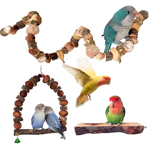 Vogel-Kauspielzeug für Sittiche, Naturholz, für Papageien, Kakadies, Papageien, Papageien, Sittiche, Sittiche, Wellensittiche, Wellensittiche, Naturfarben, 3 Stück Vogel-Kauspielzeug für Sittiche, Naturholz, für Papageien, Kakadies, Papageien, Papageien, Sittiche, Sittiche, Wellensittiche, Wellensittiche, Naturfarben, 3 Stück von JJunLiM