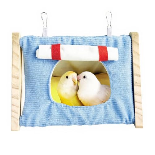 Warme Vogelhütte für Käfig, zum Aufhängen, Papageienbett, Holz, Vogel Hängematte, abnehmbar, gepolstert, Nymphensittiche, Nymphensittiche, Wellensittiche, Unzertrennliche, gut für alle Jahreszeiten Warme Vogelhütte für Käfig, zum Aufhängen, Papageienbett, Holz, Vogel Hängematte, abnehmbar, gepolstert, Nymphensittiche, Nymphensittiche, Wellensittiche, Unzertrennliche, gut für alle Jahreszeiten von JJunLiM