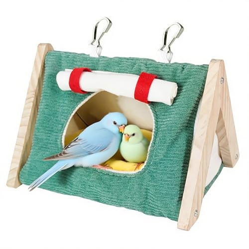 Warme Vogelhütte zum Aufhängen von Papageienbett aus Holz, abnehmbar, gepolstert, für Nymphensittiche, Sittiche, Nymphensittiche, Wellensittiche, Unzertrennliche, gut für alle Jahreszeiten, Grün Warme Vogelhütte zum Aufhängen von Papageienbett aus Holz, abnehmbar, gepolstert, für Nymphensittiche, Sittiche, Nymphensittiche, Wellensittiche, Unzertrennliche, gut für alle Jahreszeiten, Grün von JJunLiM