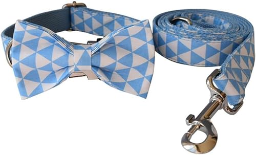 Blaues Halsband, personalisierter Baumwollqualitätsstoff für kleine, mittelgroße und große Hunde, Metallteile, Haustierzubehör, Schleifenhalsband, Leine, Set, S Blaues Halsband, personalisierter Baumwollqualitätsstoff für kleine, mittelgroße und große Hunde, Metallteile, Haustierzubehör, Schleifenhalsband, Leine, Set, S von JKDSAO