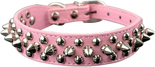 Farbiges Hundehalsband für kleine und mittelgroße Hunde, runde Spikes, mit Nieten besetzte Haustier-Halskettenhalsbänder zum Spazierengehen, rosa Halsband, XS-rosa Halsband-S Farbiges Hundehalsband für kleine und mittelgroße Hunde, runde Spikes, mit Nieten besetzte Haustier-Halskettenhalsbänder zum Spazierengehen, rosa Halsband, XS-rosa Halsband-S von JKDSAO