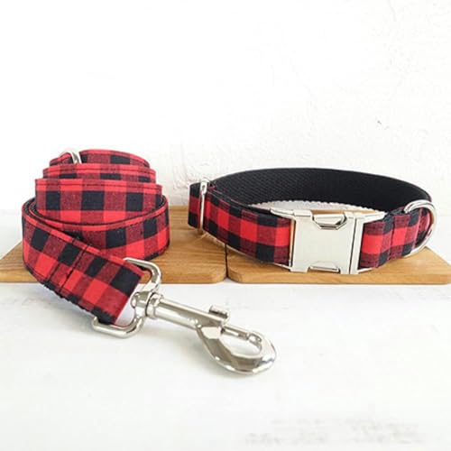 Gitter handgemachtes Hundehalsband Haustierhalsband für Ihr Haustier 5 Größen-Hundehalsband Leine Set-L von JKDSAO