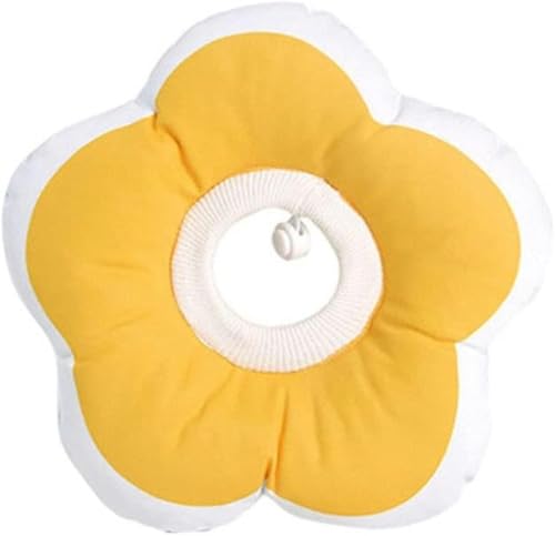 Haustierhalsband aus weicher Baumwolle, Blumenform, für Hunde und Katzen, Verstellbarer Hals für Haustiere, gelb, M von JKDSAO