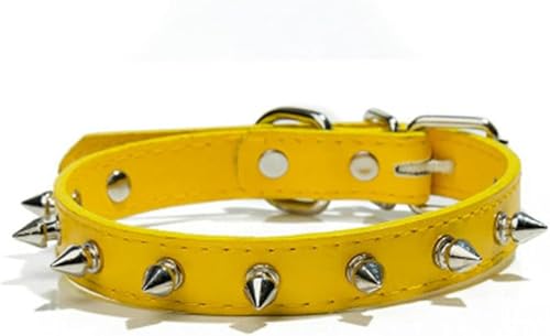 Hundehalsbänder aus Leder mit Nieten und Nieten, PU für kleine, mittelgroße und große Hunde, Haustierhalsband, Nieten, Haustierprodukte, Umhängeband, gelb, XL Hundehalsbänder aus Leder mit Nieten und Nieten, PU für kleine, mittelgroße und große Hunde, Haustierhalsband, Nieten, Haustierprodukte, Umhängeband, gelb, XL von JKDSAO