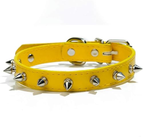 Hundehalsbänder aus Leder mit Nieten und Nieten, PU für kleine, mittelgroße und große Hunde, Haustierhalsband, Nieten, Haustierprodukte, Umhängeband, gelb, XL von JKDSAO