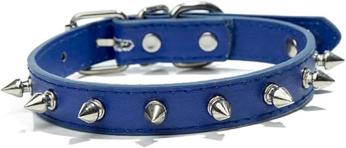 Hundehalsbänder aus Leder mit Nieten und Nieten, PU für kleine, mittelgroße und große Hunde, Haustierhalsband mit Nieten, Haustierprodukte, Umhängeband, Blau, S von JKDSAO