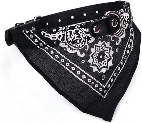 Hundehalsband, verstellbar, für Katzen und Haustiere, Halstuch, PU-Halsband mit bedrucktem Schal, weiches, atmungsaktives Halsband, Schwarz, M Hundehalsband, verstellbar, für Katzen und Haustiere, Halstuch, PU-Halsband mit bedrucktem Schal, weiches, atmungsaktives Halsband, Schwarz, M von JKDSAO