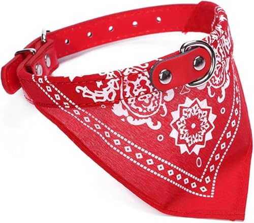 Hundehalsband, verstellbar, für Katzen und Haustiere, Halstuch, Pu-Halsband mit bedrucktem Schal, weiches, atmungsaktives Halsband, Rot, XL Hundehalsband, verstellbar, für Katzen und Haustiere, Halstuch, Pu-Halsband mit bedrucktem Schal, weiches, atmungsaktives Halsband, Rot, XL von JKDSAO