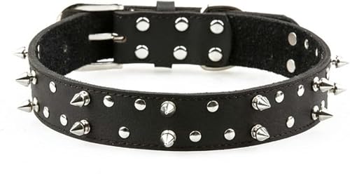 Hundehalsband aus Leder im Punk-Stil mit runden Nägeln und Nieten, mit Nieten besetzt, Halsband für Hunde, Haustierprodukte, Schwarz, L Hundehalsband aus Leder im Punk-Stil mit runden Nägeln und Nieten, mit Nieten besetzt, Halsband für Hunde, Haustierprodukte, Schwarz, L von JKDSAO