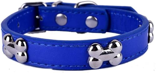 Hundehalsband aus PU-Leder, knochenförmiges Nietenhalsband für kleine Hunde, Welpen, Heimtierbedarf, Farben Rot, Schwarz, Lila, Größe SML, Grün, L-Marineblau-L Hundehalsband aus PU-Leder, knochenförmiges Nietenhalsband für kleine Hunde, Welpen, Heimtierbedarf, Farben Rot, Schwarz, Lila, Größe SML, Grün, L-Marineblau-L von JKDSAO