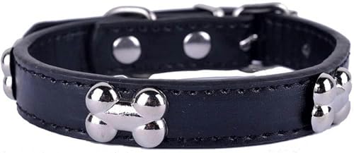Hundehalsband aus PU-Leder, knochenförmiges Nietenhalsband für kleine Hunde, Welpen, Heimtierbedarf, Farben Rot, Schwarz, Lila, Größe SML, Grün, L-Schwarz-L Hundehalsband aus PU-Leder, knochenförmiges Nietenhalsband für kleine Hunde, Welpen, Heimtierbedarf, Farben Rot, Schwarz, Lila, Größe SML, Grün, L-Schwarz-L von JKDSAO