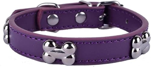 Hundehalsband aus PU-Leder, knochenförmiges Nietenhalsband für kleine Hunde, Welpen, Heimtierbedarf, Rot, Schwarz, Lila, Größe SML, Grün, L-Lila-S Hundehalsband aus PU-Leder, knochenförmiges Nietenhalsband für kleine Hunde, Welpen, Heimtierbedarf, Rot, Schwarz, Lila, Größe SML, Grün, L-Lila-S von JKDSAO