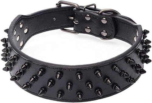 Hundehalsband aus PU-Leder mit Nieten und Nieten, verstellbar, Schwarz, L Hundehalsband aus PU-Leder mit Nieten und Nieten, verstellbar, Schwarz, L von JKDSAO
