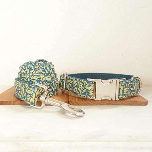 Hundehalsband für Haustiere, Hundezubehör, Heimtierbedarf für kleine, mittelgroße und große Hunde, 5 Größen, goldene Blätter, Hundehalsband-Leinen-Set, M Hundehalsband für Haustiere, Hundezubehör, Heimtierbedarf für kleine, mittelgroße und große Hunde, 5 Größen, goldene Blätter, Hundehalsband-Leinen-Set, M von JKDSAO