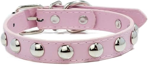 Hundehalsband für Welpen, buntes Hundehalsband aus Leder mit Nieten, Halsband für kleine Hunde und Katzen, Umhängeband, Violett, S-Pink-XL Hundehalsband für Welpen, buntes Hundehalsband aus Leder mit Nieten, Halsband für kleine Hunde und Katzen, Umhängeband, Violett, S-Pink-XL von JKDSAO