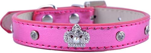 Hundehalsband für Welpen mit Strasssteinen, Pu-Leder, Halsband für Hunde, Strasssteine, Kronenanhänger, Haustierhalskette, Hundebedarf, Gold, S-Pink-M Hundehalsband für Welpen mit Strasssteinen, Pu-Leder, Halsband für Hunde, Strasssteine, Kronenanhänger, Haustierhalskette, Hundebedarf, Gold, S-Pink-M von JKDSAO