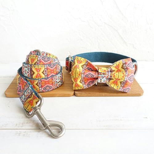 Hundehalsband mit Fliege, kreative Hundehalsbänder und Leinen im ethnischen Stil, 5 Größen - Halsband mit Fliege, Leine - XL Hundehalsband mit Fliege, kreative Hundehalsbänder und Leinen im ethnischen Stil, 5 Größen - Halsband mit Fliege, Leine - XL von JKDSAO
