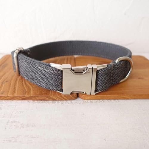 Hundehalsband mit Leine, verstellbar, Welpenhalsband mit Namensschild, 5 Größen, Hundehalsband, L von JKDSAO