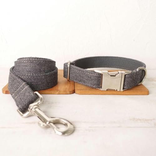 Hundehalsband mit Leine, verstellbar, Welpenhalsband mit Namensschild, 5 Größen, Hundehalsband-Leine-Set, M von JKDSAO