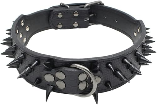 Hundehalsband mit Nieten, breiteres Pu-Leder, verstellbar, zum Gehen und Laufen, Haustierhalsband, Persönlichkeit, bequem und weich, Haustierhalsband, Schwarz, L, 66 x 5 cm Hundehalsband mit Nieten, breiteres Pu-Leder, verstellbar, zum Gehen und Laufen, Haustierhalsband, Persönlichkeit, bequem und weich, Haustierhalsband, Schwarz, L, 66 x 5 cm von JKDSAO
