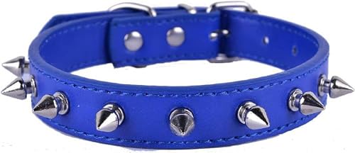 Hundehalsband mit Nieten und Pu-Leder für kleine Haustiere, Hundehalsband, Rot, Schwarz, Lila, Größe SM L-Blau-M Hundehalsband mit Nieten und Pu-Leder für kleine Haustiere, Hundehalsband, Rot, Schwarz, Lila, Größe SM L-Blau-M von JKDSAO