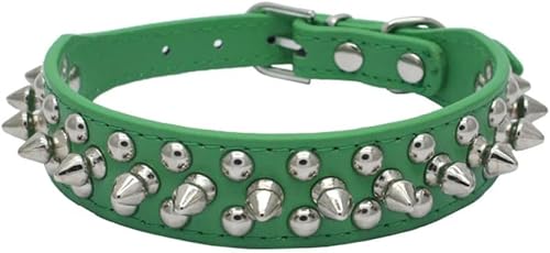 Hundehalsband mit Nieten und Spikes für kleine, mittelgroße und große Hunde, sportlich gepolstert, Halsbänder für große Hunde, Haustierbedarf, Grün, L Hundehalsband mit Nieten und Spikes für kleine, mittelgroße und große Hunde, sportlich gepolstert, Halsbänder für große Hunde, Haustierbedarf, Grün, L von JKDSAO